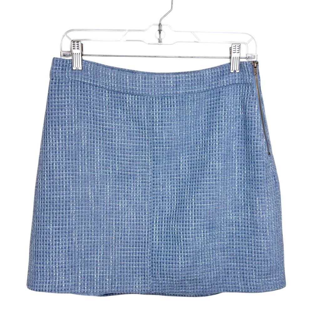 Re:named Skirt Women Large Blue Tweed Zip Side A-Line Mini Casual